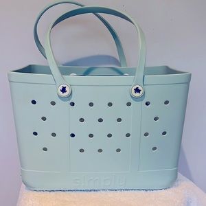 SIMPLY SOUTHERN 🌊Rubber Beach Bag Tote COOL BLUE🌊